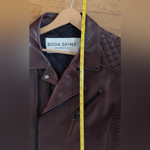 Boda Skins Men’s Brown Leather Moto Jacket - Picture 8 of 10